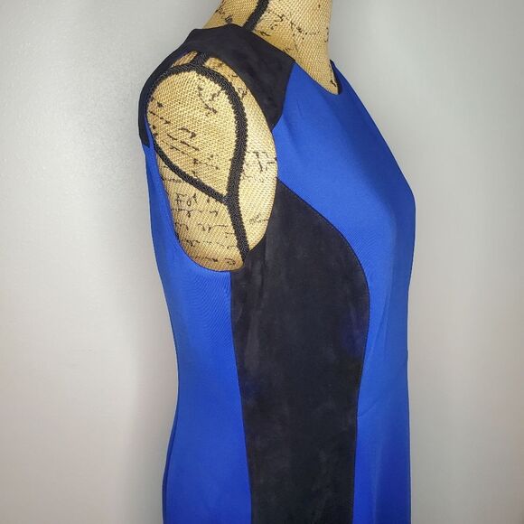 NWT Calvin Klein Faux Suede Silhouette Blue Dress Size 12 - Picture 6 of 13